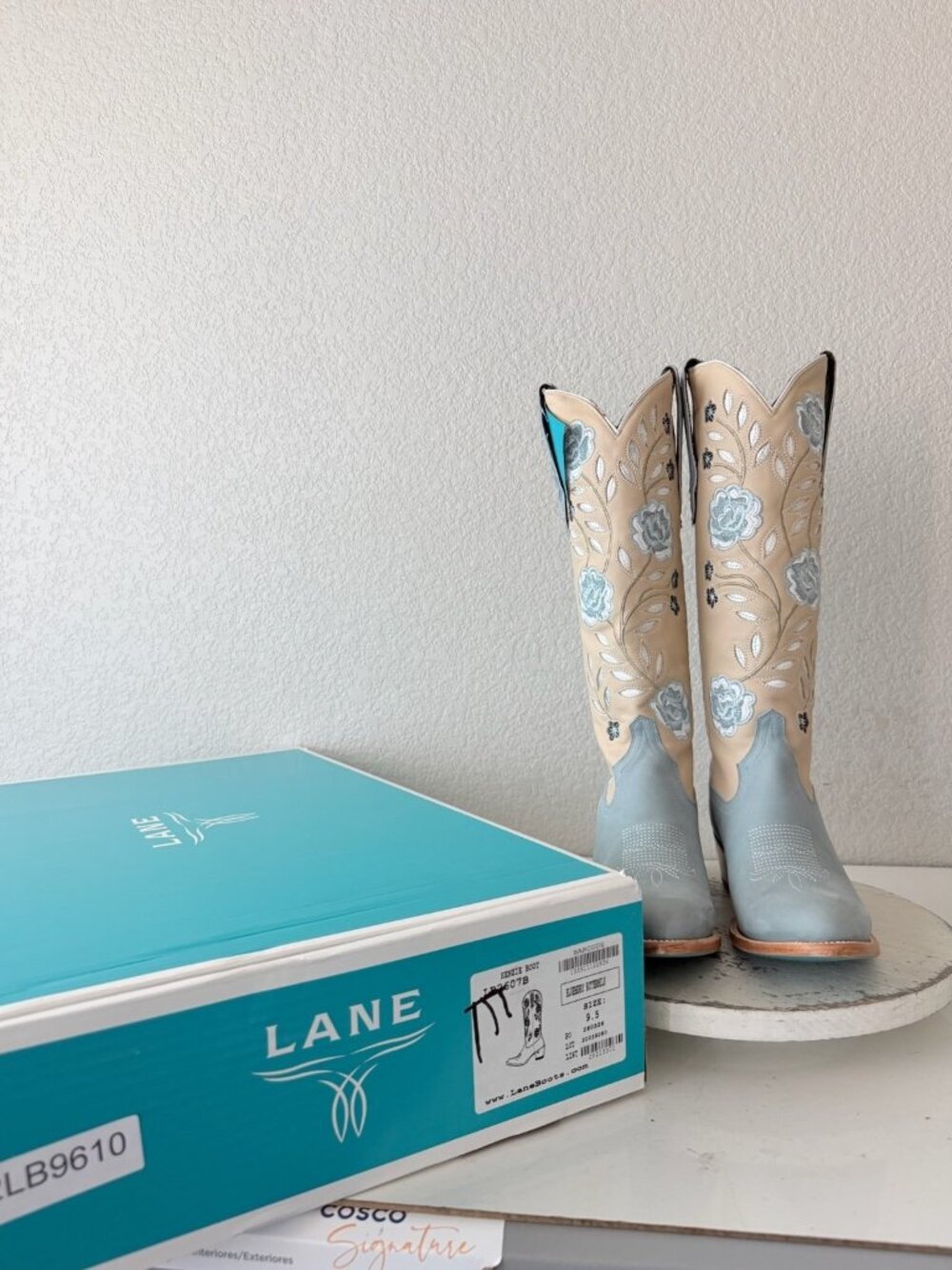 Lane KENZIE Knee High Cowboy Boots Womens 9.5 Blueberry Buttermilk Western Tall - Picture 11 of 12